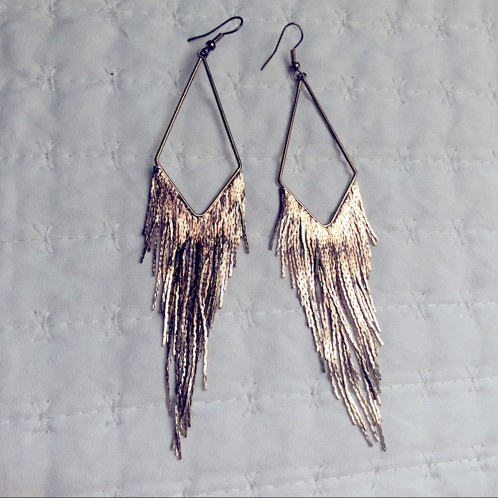 Rose Gold Fringe Dangle Earrings
